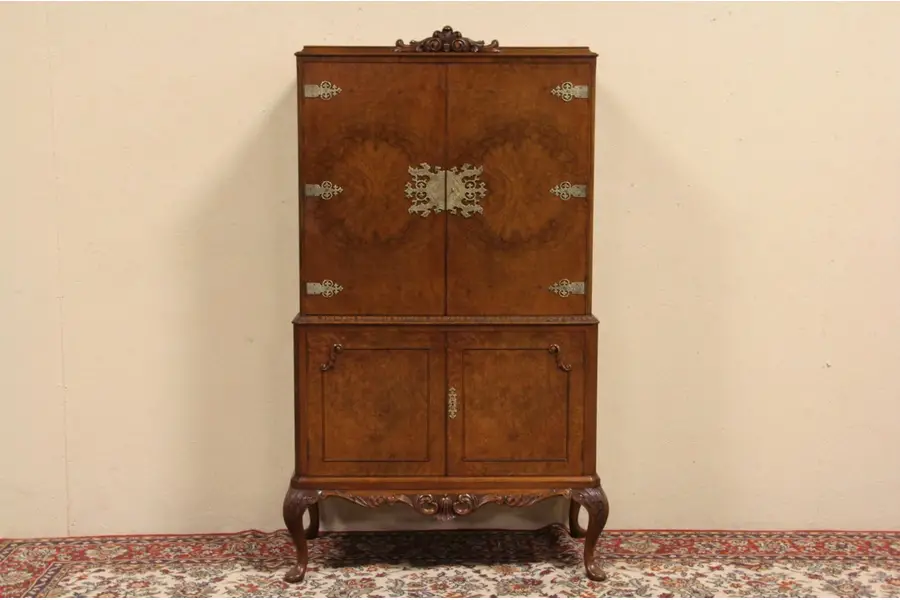 Photo of Carved 1930's Cocktail Bar or Liquor Cabinet