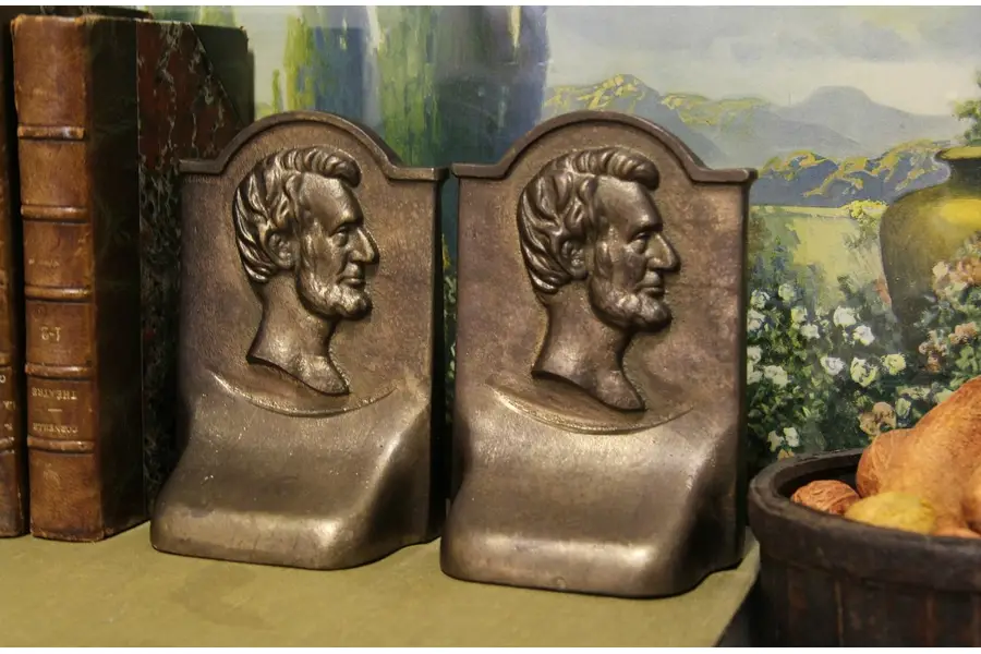 Photo of Pair of Antique Bronze Abraham Lincoln Bookends