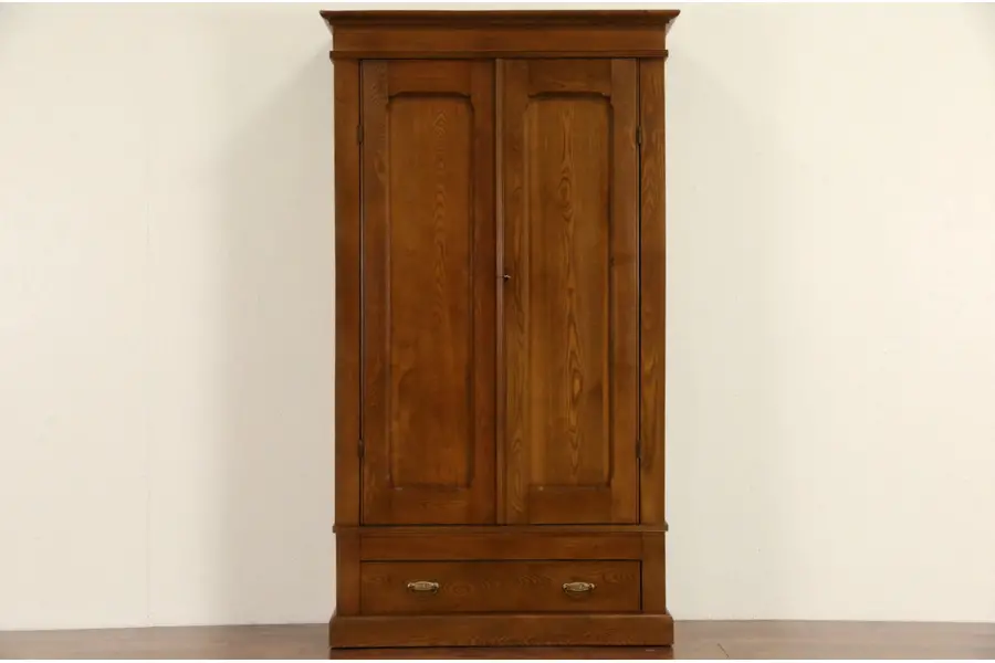 Photo of Oak & Ash 1890 Antique Armoire, Wardrobe or Closet