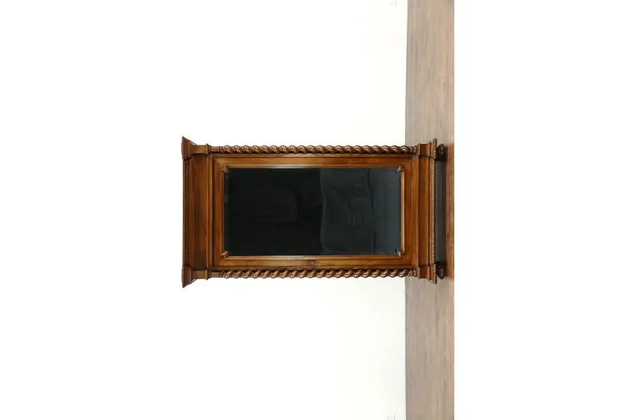 Photo of Classical Italian Antique Walnut Armoire, Wardrobe or Closet, Beveled Mirror