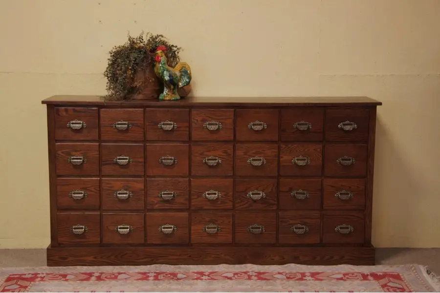 Photo of Oak 28 Drawer Antique Apothecary Cabinet circa 1900