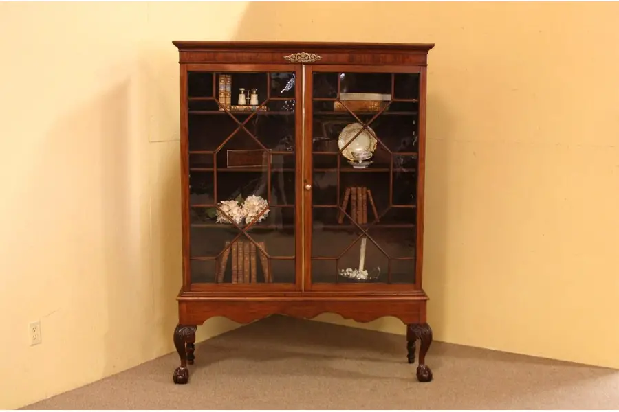 Photo of Georgian Antique Bookcase, Carved Claw Feet