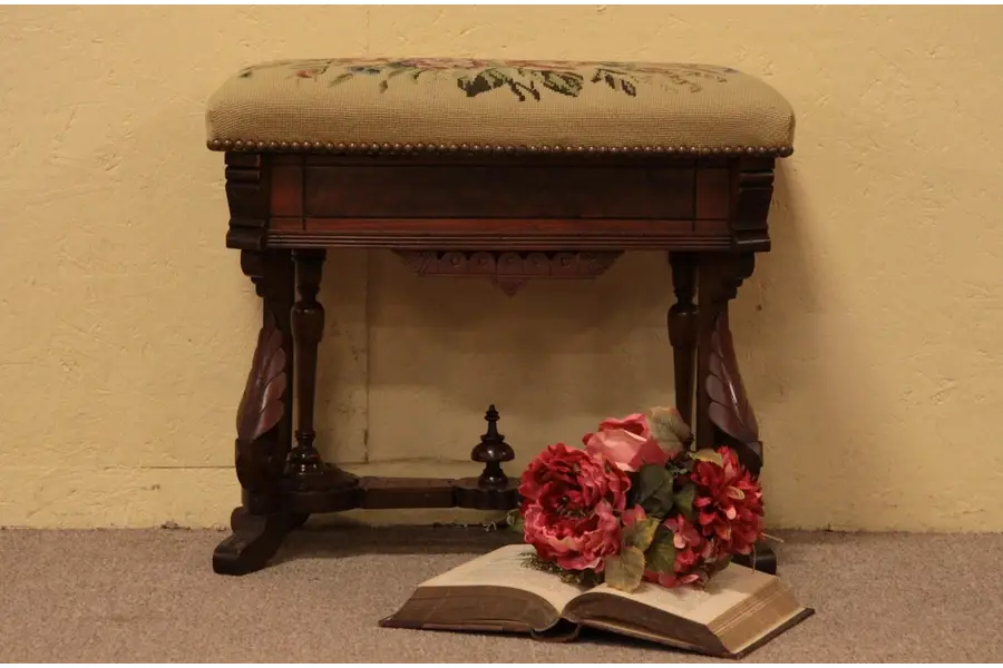 Photo of Victorian Eastlake Carved Slipper Bench