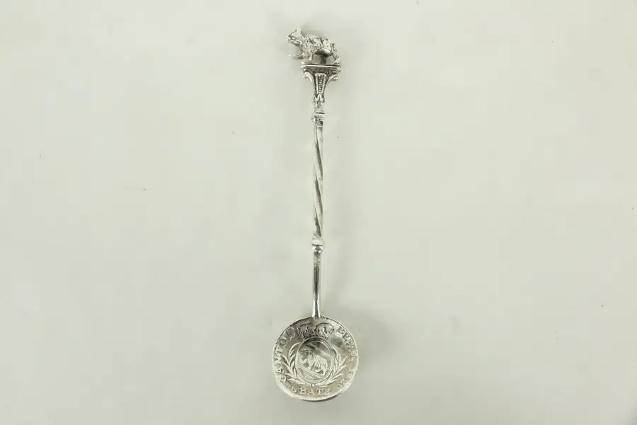 Photo of Bern Switzerland 800 Silver Souvenir Spoon with Bear
