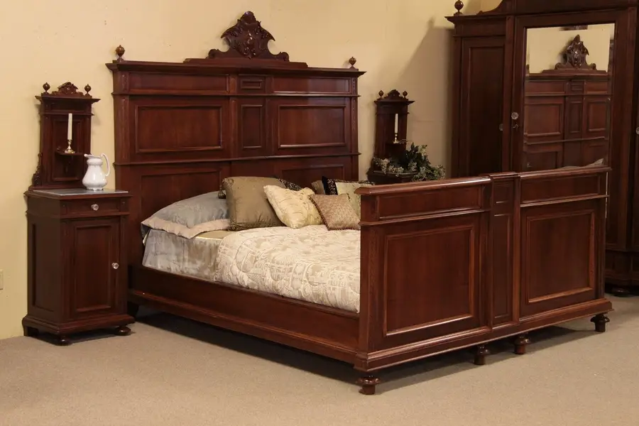 Photo of Victorian Carved Walnut King Size Antique Bed