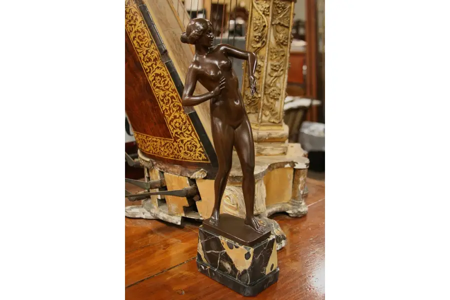 Photo of Art Deco 1920 Schmidt-Hofer Bronze Nude Sculpture