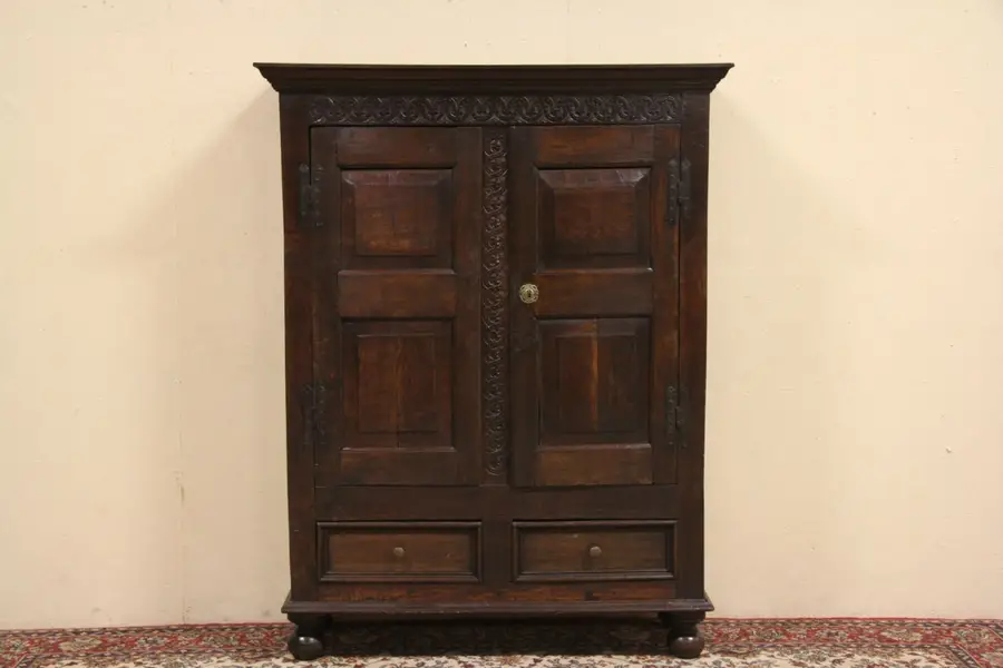 Photo of Welsh Celtic Carved Oak 1780 Antique Armoire
