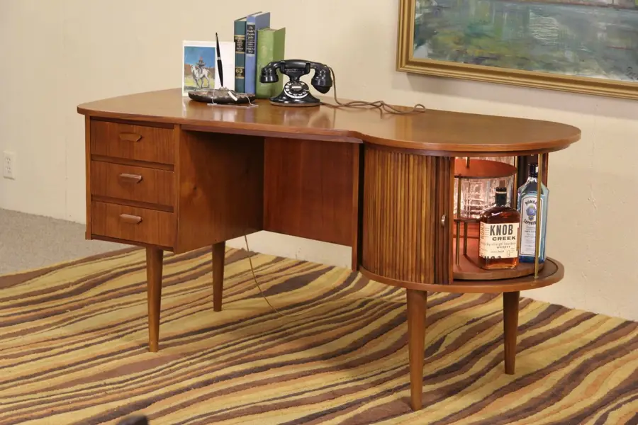 Photo of Midcentury Danish Modern Desk & Bar Cabinet, 1960 Vintage