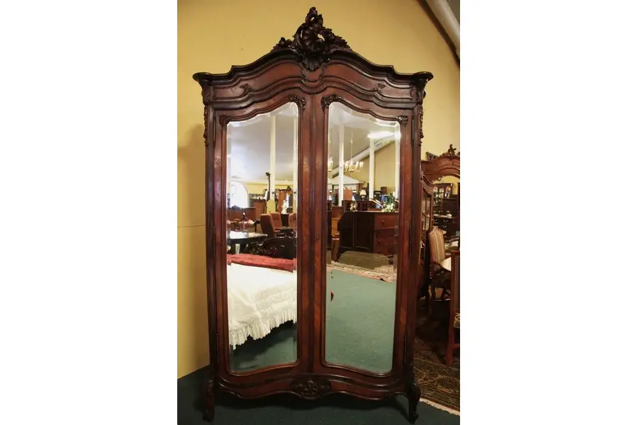 Photo of French Carved Rosewood Armoire with Mirrors