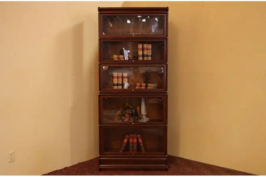 Photo of Globe Wernicke 5 Stack Lawyers Bookcase Leaded Glass