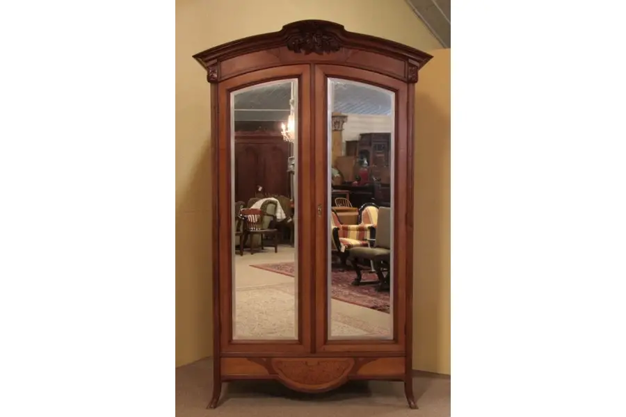Photo of Art Nouveau Mahogany & Birdseye Armoire