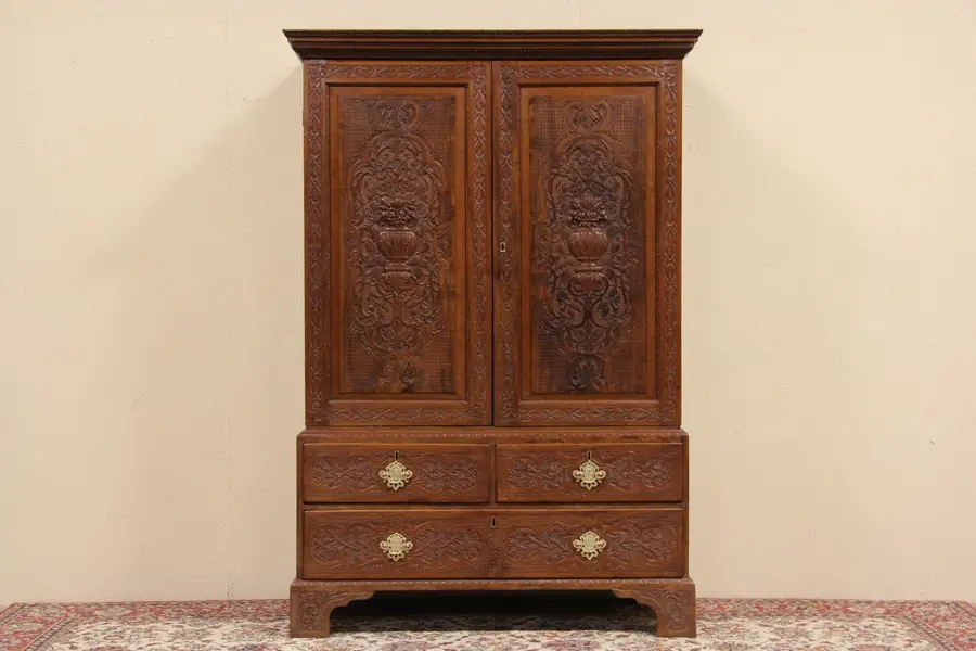 Photo of Carved Late 1700's Antique Armoire or Cabinet