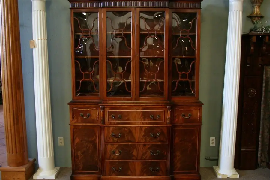Photo of Georgian Breakfront China Cabinet, Bookcase w/ Desk