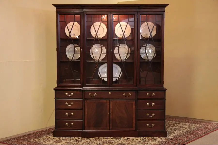 Photo of Georgian Mahogany Breakfront Bookcase China Cabinet