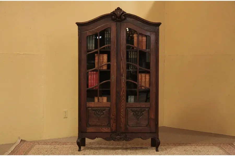 Photo of Country French Oak Bookcase or Display Cabinet