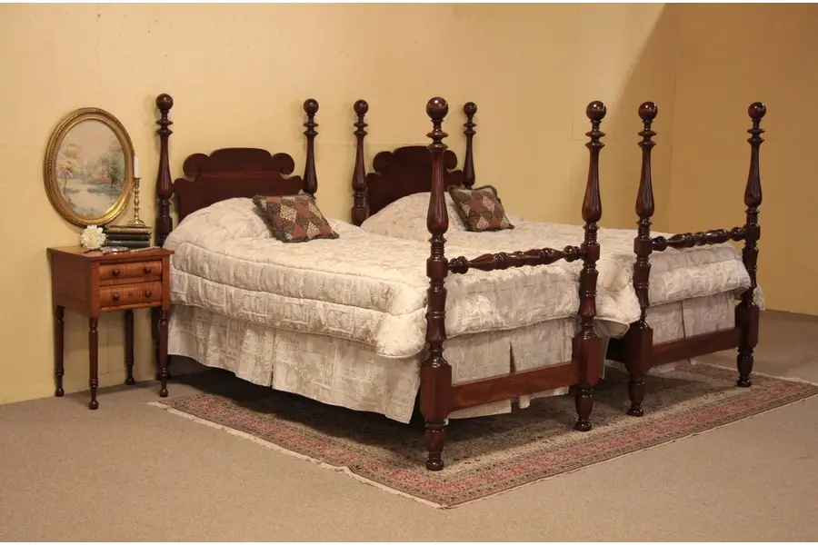 Photo of Pair of Twin Single Antique Poster Beds