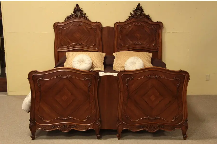 Photo of Carved Walnut & Rosewood King Size Bed