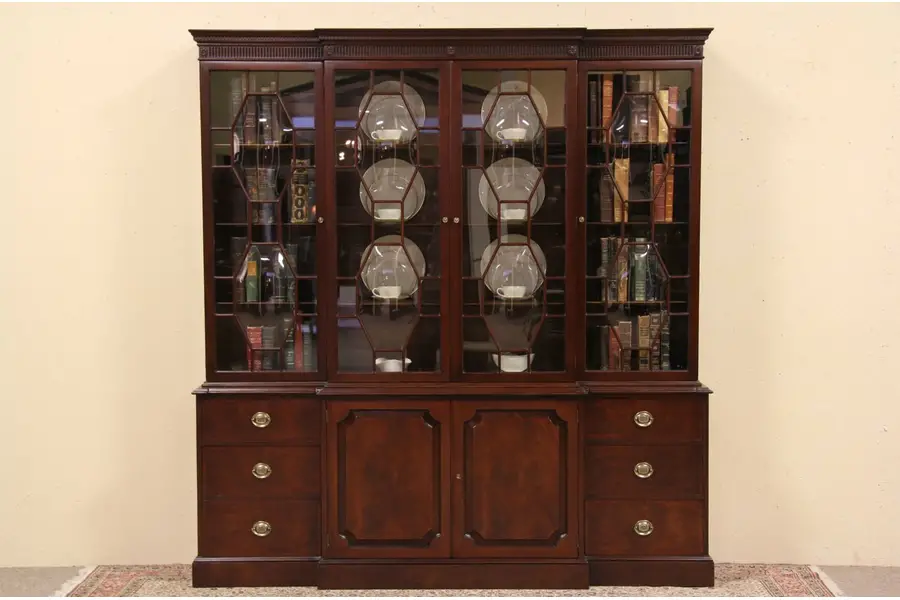 Photo of Georgian Vintage Breakfront Bookcase or China Cabinet