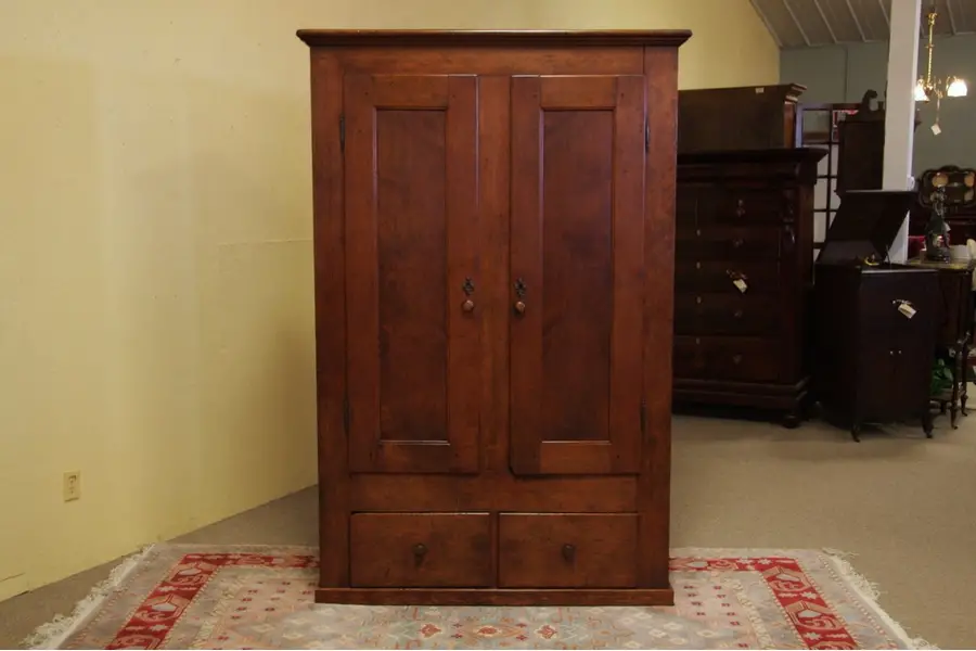 Photo of Country Pine 1860's Antique Armoire or Wardrobe