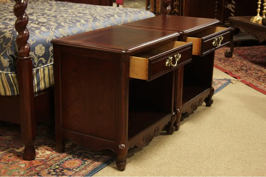 Photo of Baker English Country Pair Night Stands / End Tables