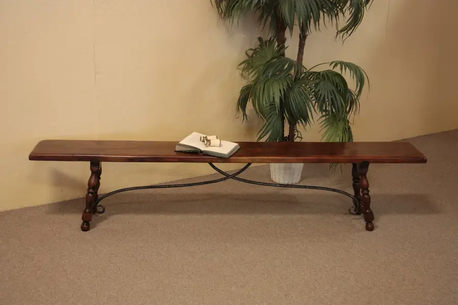 Photo of Wrought Iron & Teak 7' Bench