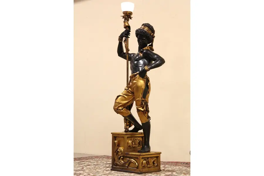 Photo of Blackamoor Vintage Italian Statue with Lamp