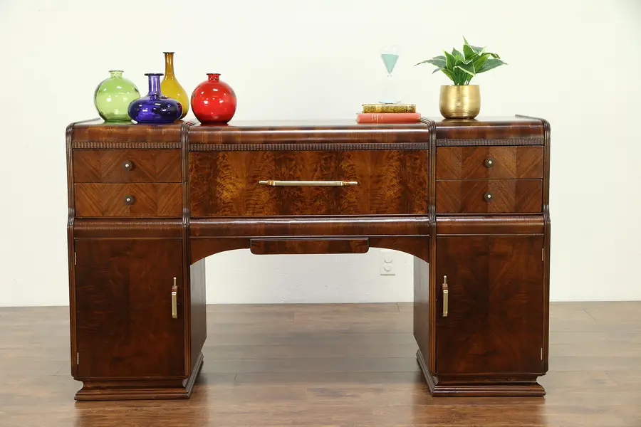 Photo of Art Deco Waterfall Vintage Sideboard, Server or Credenza, Bakelite Pulls