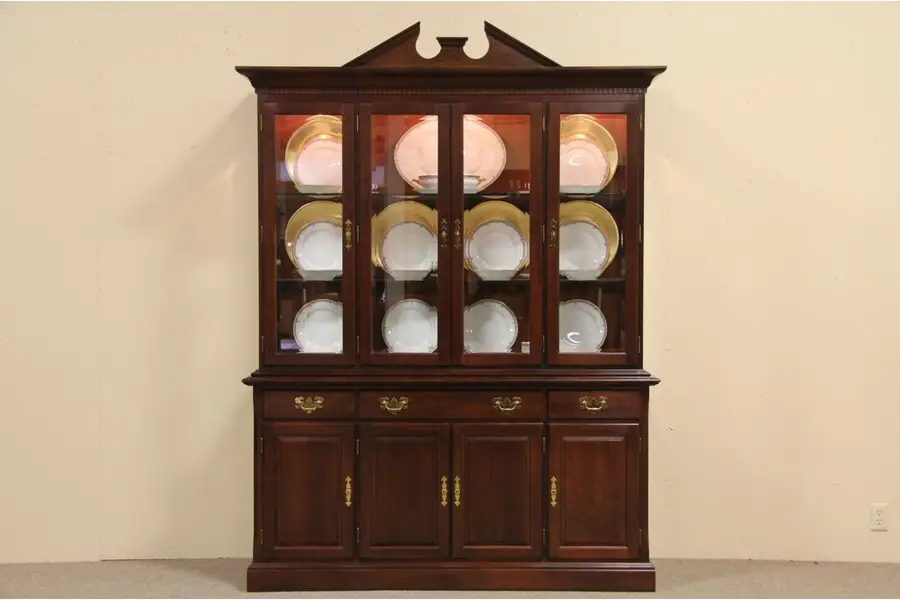 Photo of Cherry Breakfront China Cabinet or Bookcase