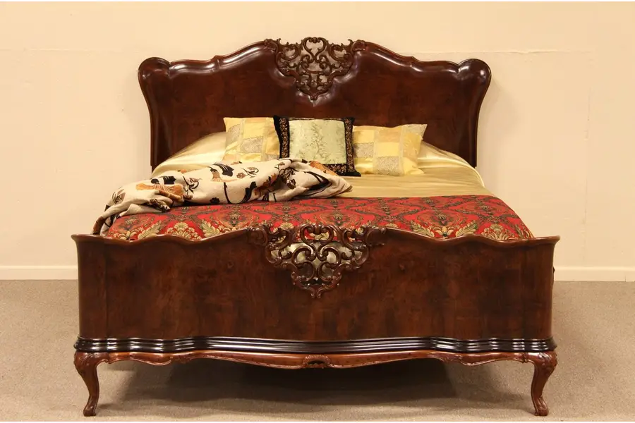 Photo of Carved Burl Queen Size Antique Bed