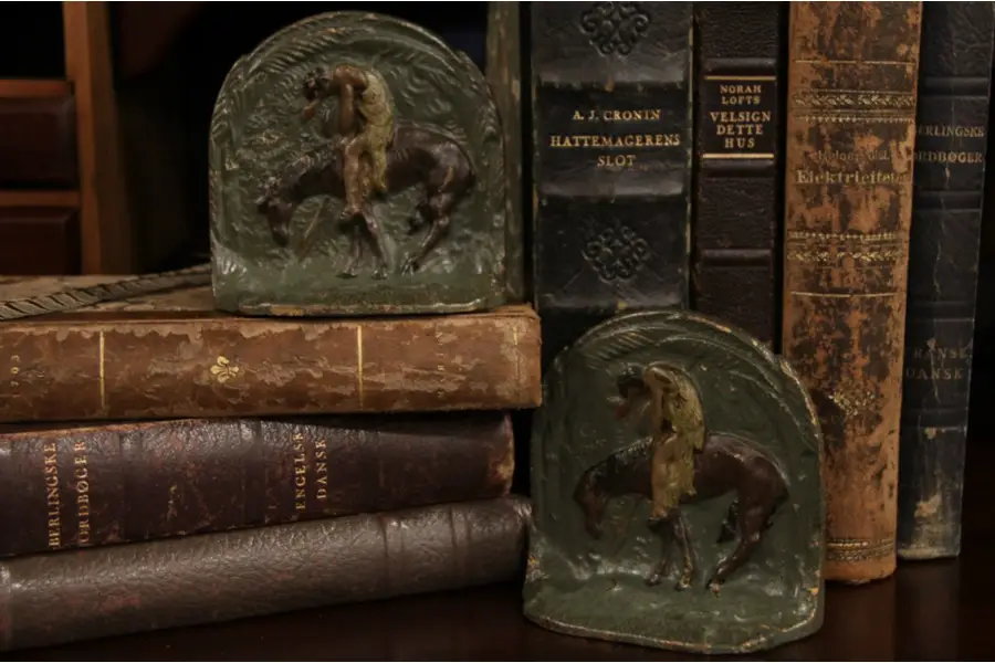 Photo of End of the Trail Antique 1900 Pair of Iron Bookends
