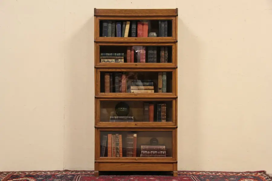 Photo of Macey Oak Lawyer or Barrister 1900 Antique 5 Stack Bookcase