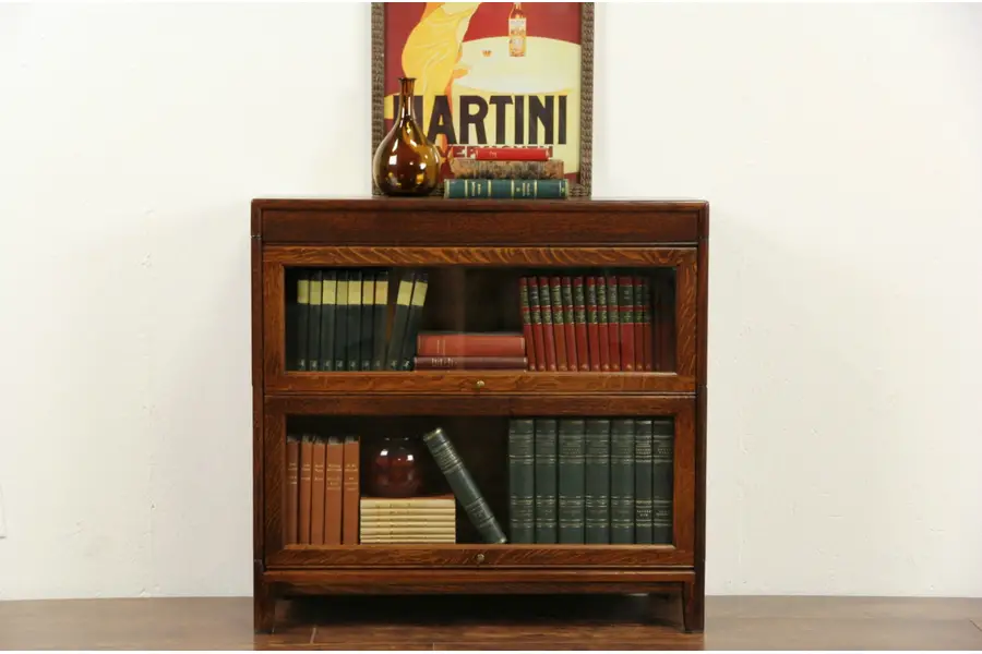 Photo of Arts & Crafts Mission Oak 1910 Antique Stacking 2 Section Lawyer Bookcase