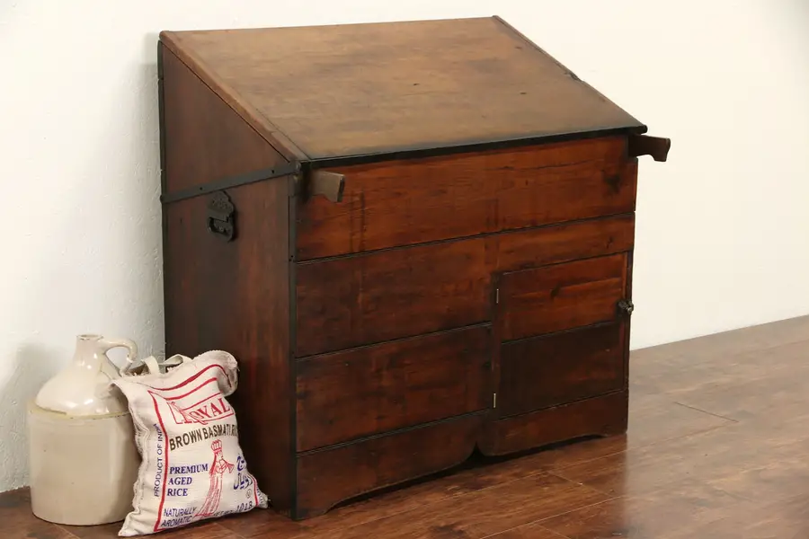 Photo of Pantry 1890's Antique Pantry Flour Bin, Wood Box or Dogfood Cabinet