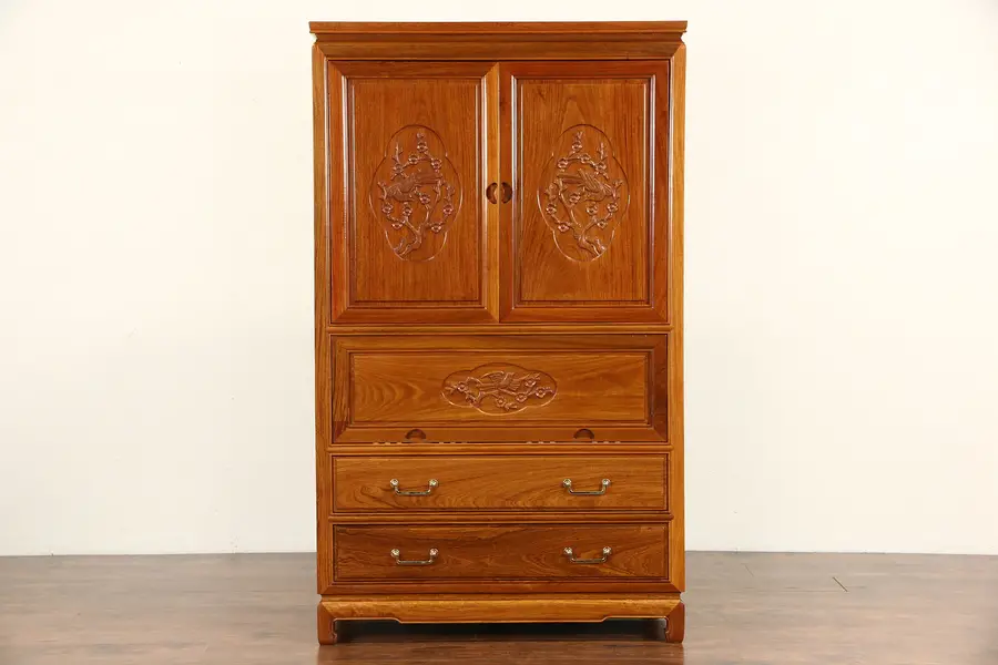 Photo of Asian Vintage Hand Carved Rosewood Bar Cabinet, Thailand