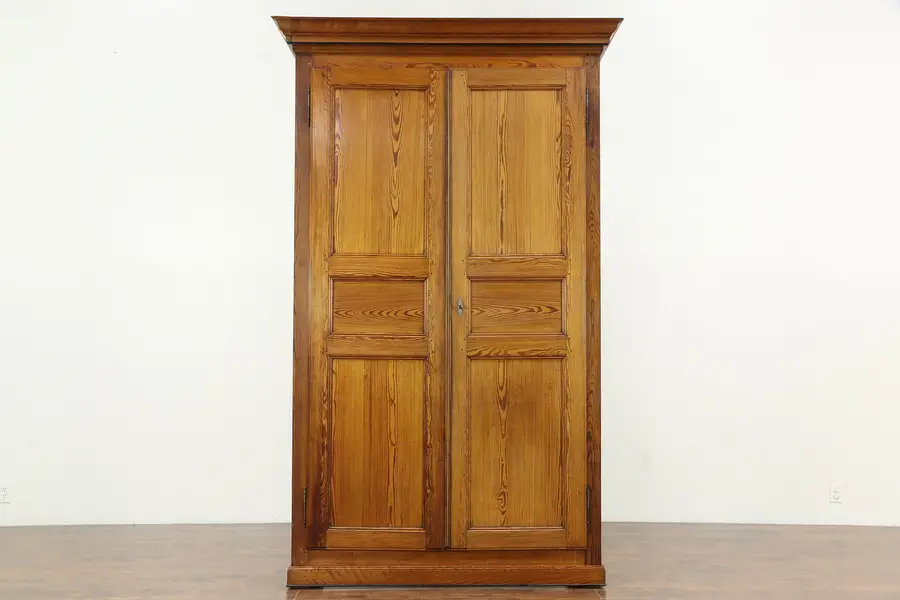 Photo of Pine Antique 1890 Hand Crafted Armoire, Wardrobe or Closet, Austria or Czech
