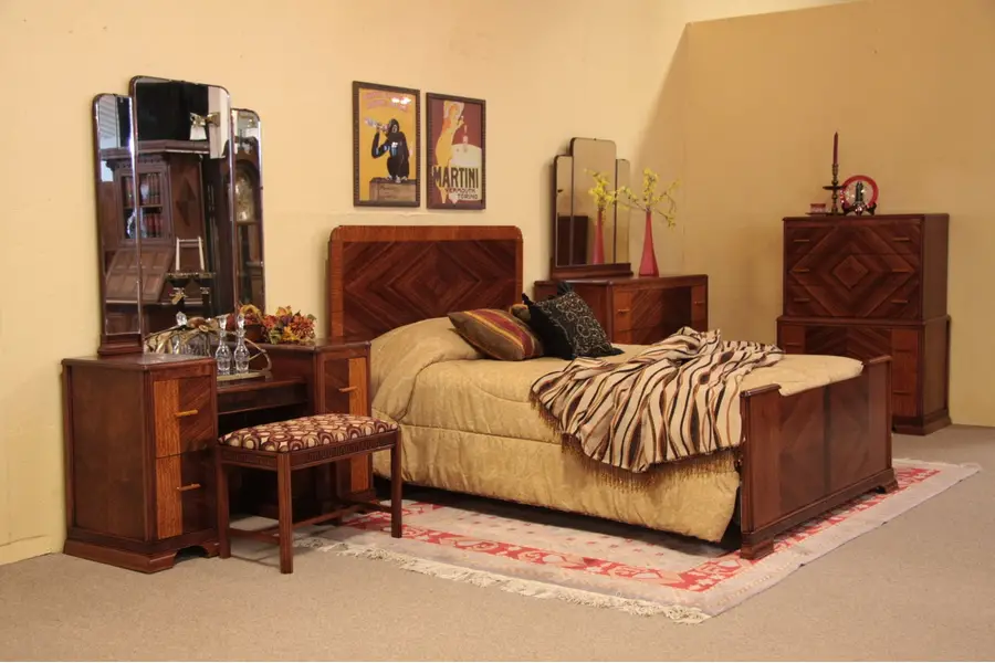 Photo of Art Deco Antique 1930 5 Pc. Bedroom Set, Bakelite