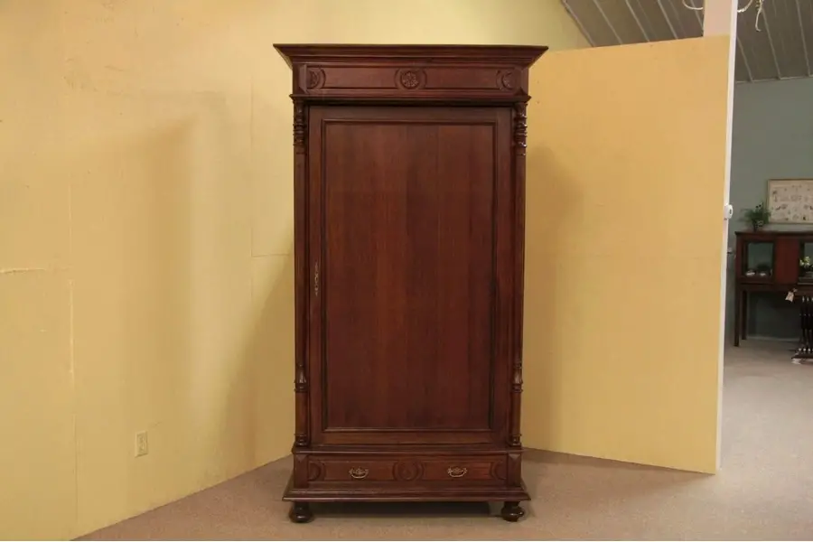 Photo of Carved Victorian Oak Armoire