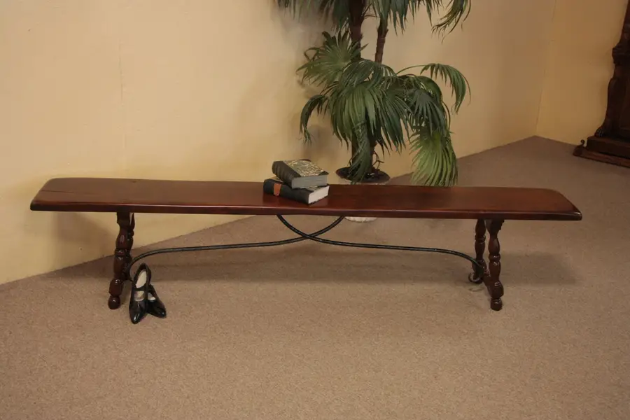 Photo of Teak & Wrought Iron 7' Bench