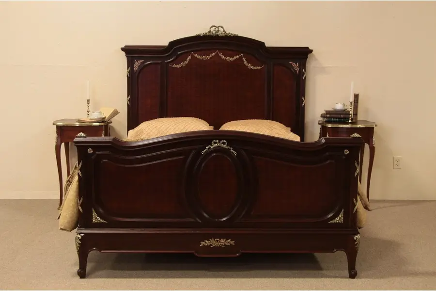 Photo of Marquetry Queen Size Antique Bed, Bronze Mounts