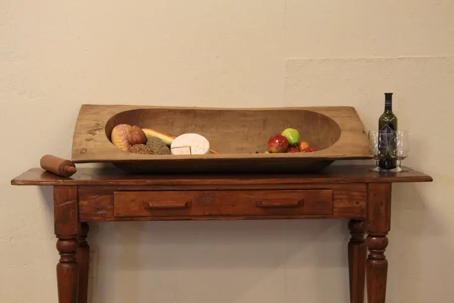 Photo of Country Carved Bread Dough Bowl or Proofing Trough
