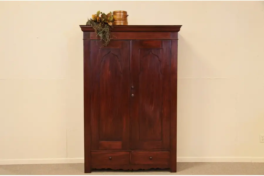 Photo of Antique Victorian Country Pine Armoire 1860