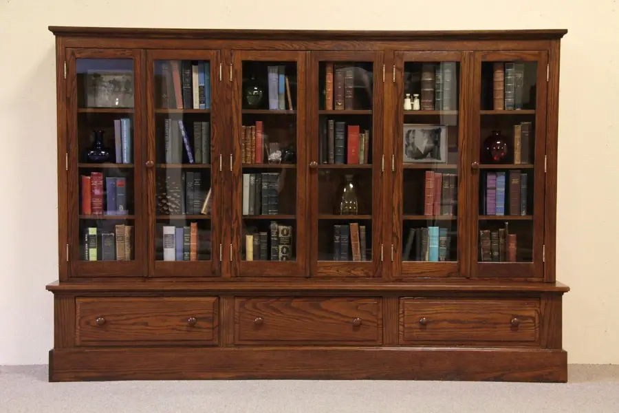 Photo of Arts & Crafts Oak Antique Triple Bookcase
