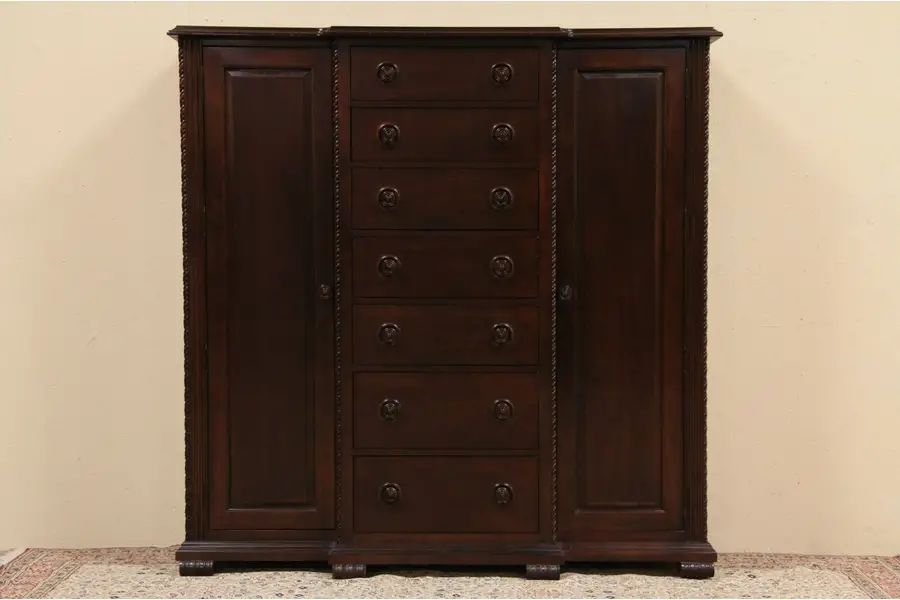 Photo of Bernhardt Cherry 7 Drawer Armoire or Chifferobe