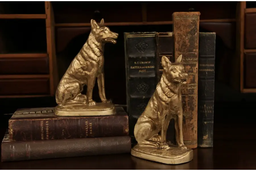 Photo of Pair Antique 1915 Shepherd Dog Bookends
