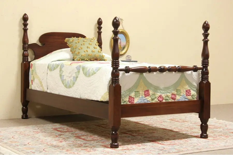 Photo of Four Poster Twin Single Mahogany Bed