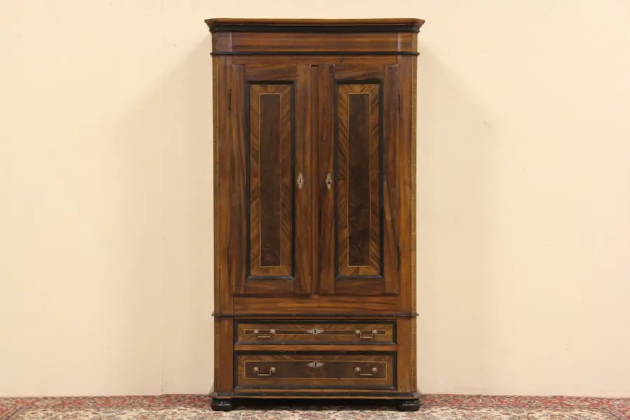 Photo of Scandinavian Grained Pine 1870 Antique Armoire