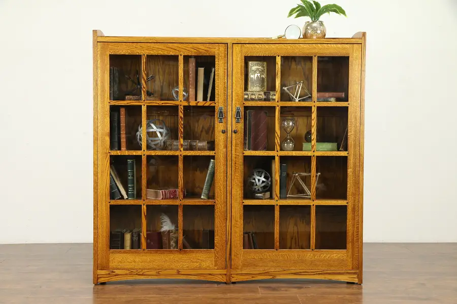 Photo of Craftsman Style Vintage Quarter Sawn Oak Bookcase, Butterfly Joints