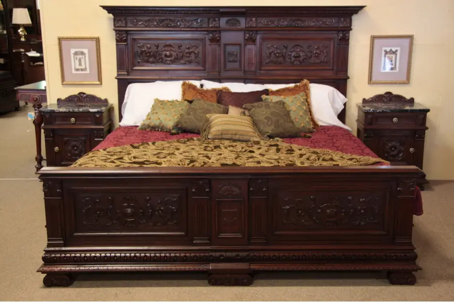 Photo of 1900's Bedroom Set, King Size, Marble Nightstands