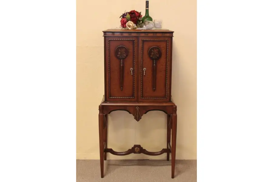 Photo of Art Deco Carved 1930 Antique Bar Cabinet