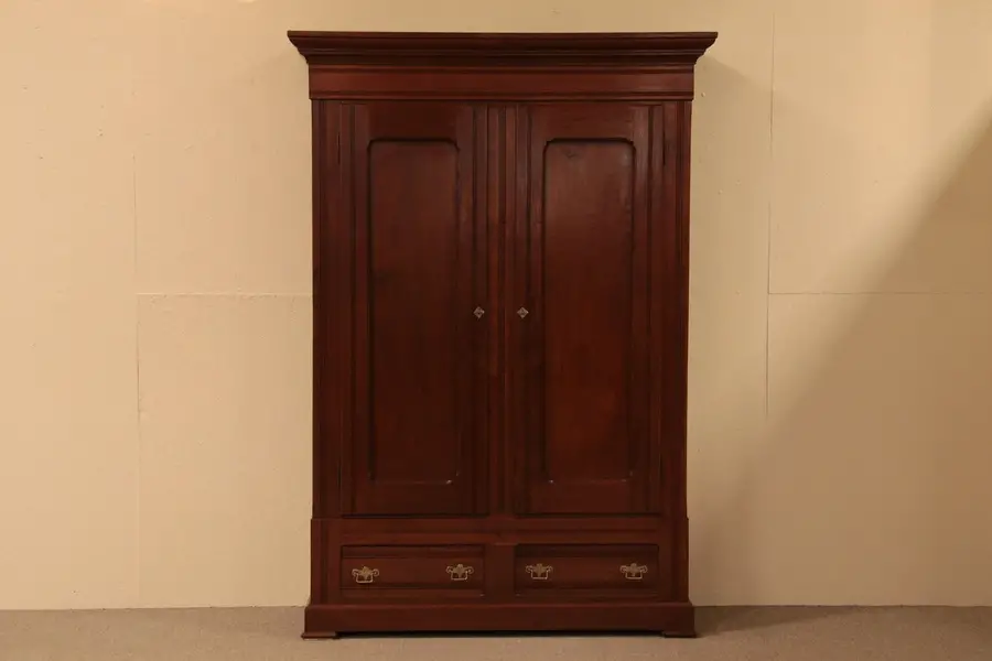 Photo of Eastlake Victorian 1885 Walnut Armoire or Wardrobe